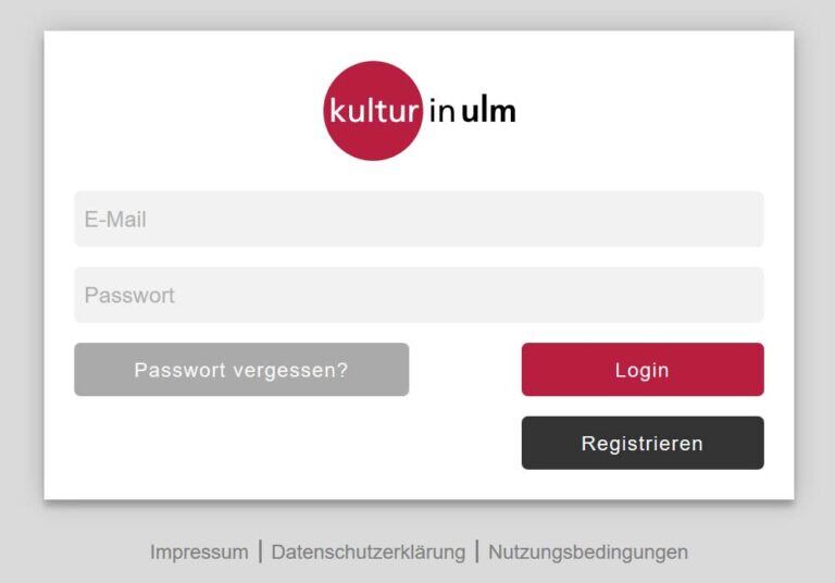 Ansicht Login-Bereich der Website