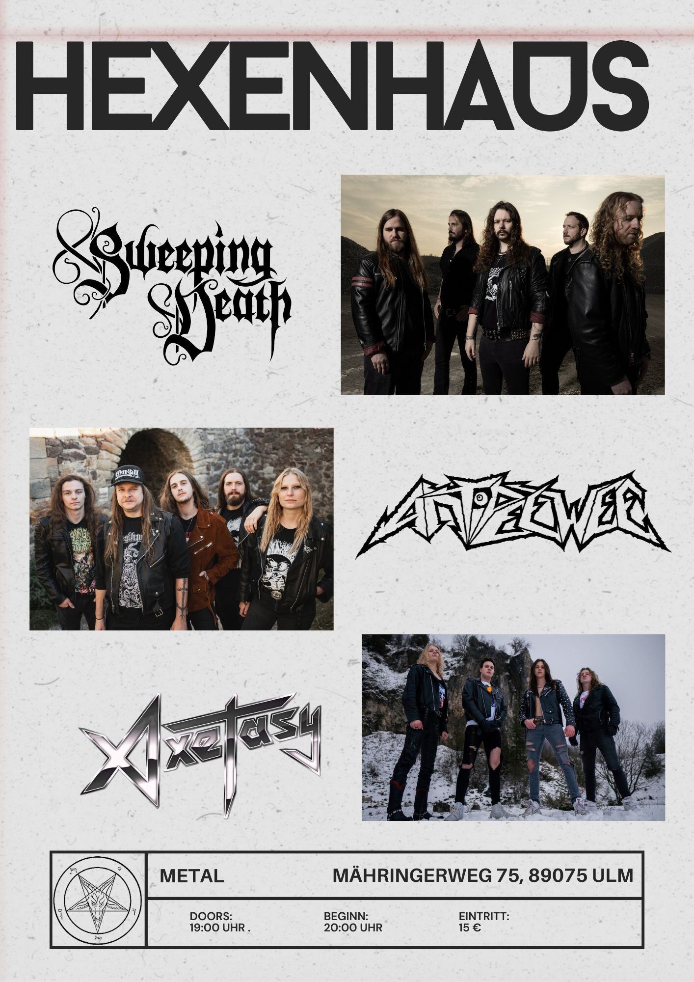 Hexenhaus e.V. Live: SWEEPING DEATH + ANTIPEEWEE + AXETASY